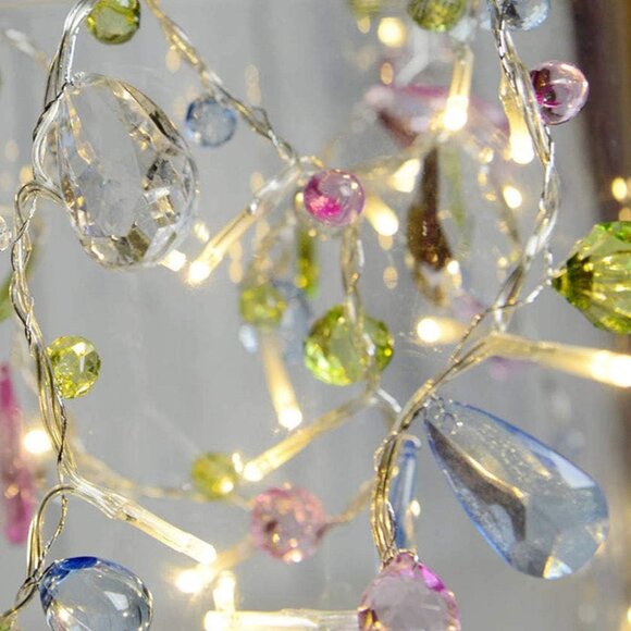 NEW Bohemian Fairy Gem Crystal-Cut LED Remote String Lights Wall Dorm Boho Decor - Picture 3 of 12